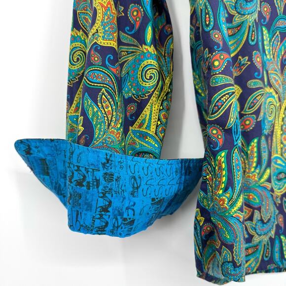 David Smith Australia Men's Slim‎ Fit Paisley Button Up Long Sleeve Shirt Size L - Picture 4 of 11